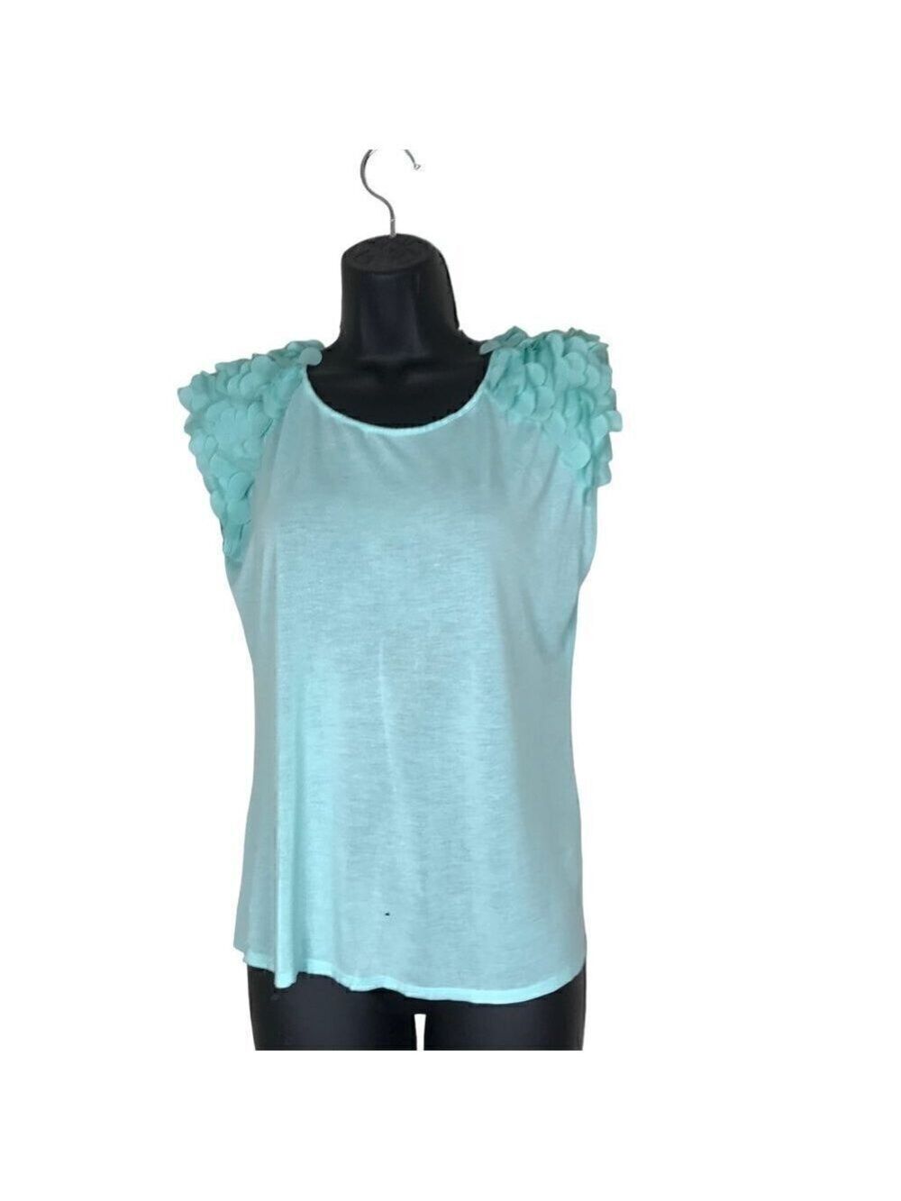 TED Baker Aqua Scalloped Shoulders Beautiful Top Size 3